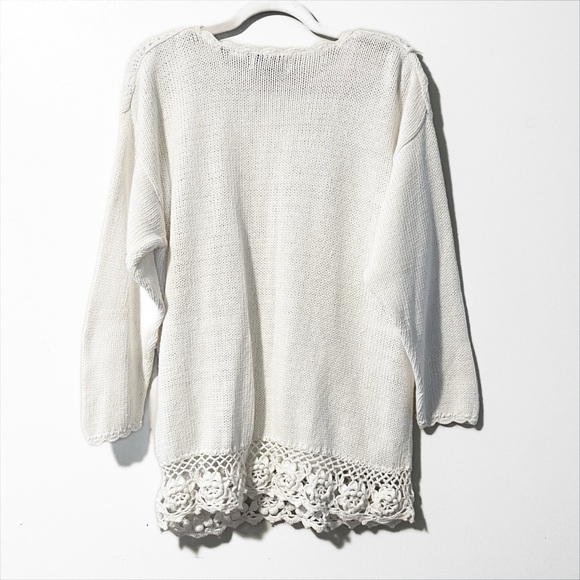 Vintage | Floral Lattice Cable Knit Cottonn Blend Sweater - Picture 3 of 10